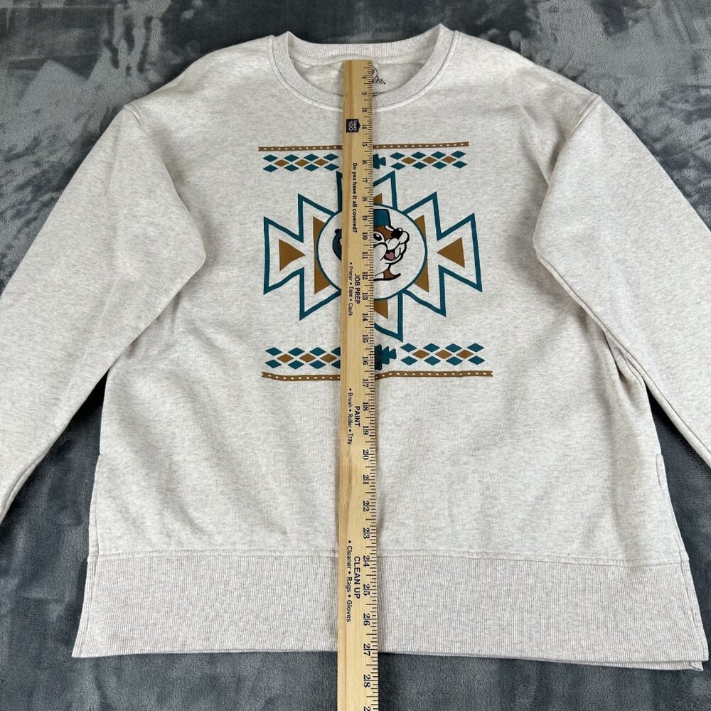 Buc-ees Womens Beaver Logo Southwestern Pullover Crewneck Sweatshirt Size Large - Picture 4 of 8